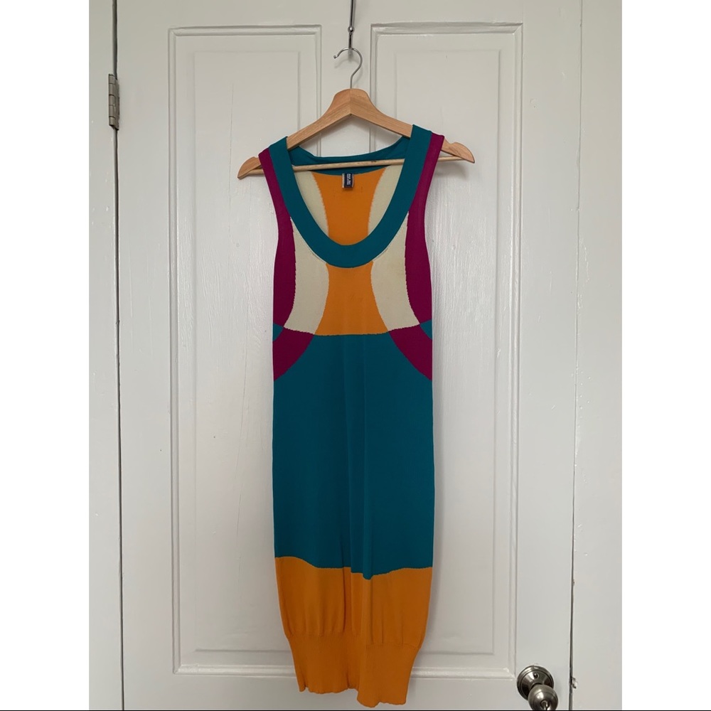 Jean Paul Gautier, size small, teal/magenta/orange/cream color block